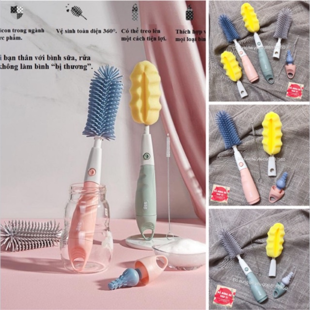 Cọ Bình Sữa Cao Cấp Emma Kids 4 Chi Tiết -  Cọ Rửa Bình Sữa Silicon