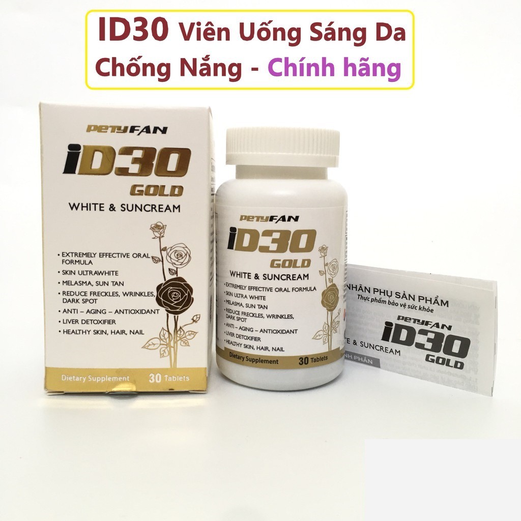 [🎁CÓ QUÀ TẶNG] Viên uống trắng da, giảm nám, chống nắng, chống lão hóa PETYFAN ID30 đạt chuẩn được FDA công nhận