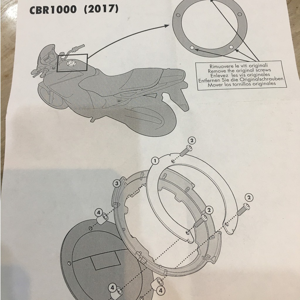 Bộ Ngàm Bình Xăng BF30 (Tanklock) Gắn Túi Bình Xăng Cho Honda CB500F 2019, CB650F, CBR1000RR 2017-2019