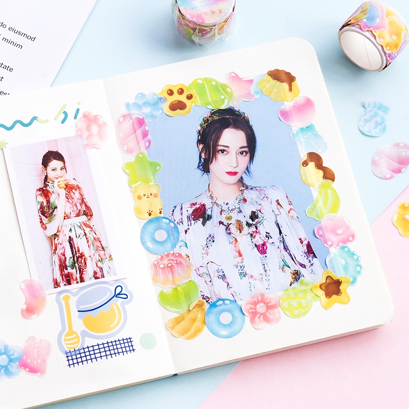 Bộ 100 Băng Dính Washi Màu Kẹo Ngọt Tươi Tắn