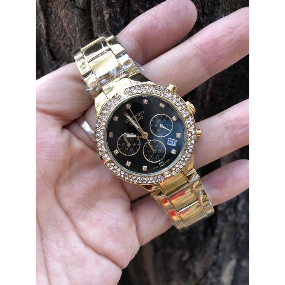 Đồng hồ casio nữ size 34mm dây kim loại