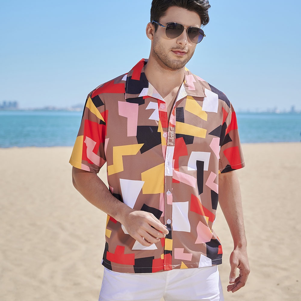 Áo Sơ Mi Ngắn Tay Họa Tiết Hoa Phong Cách Hawaii Cổ Điển Mẫu Mới Dành Cho Nam Size S-5XL