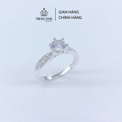 Nhẫn Bạc Nữ Hột Đá Tròn Cao - Minh Canh Jewelry