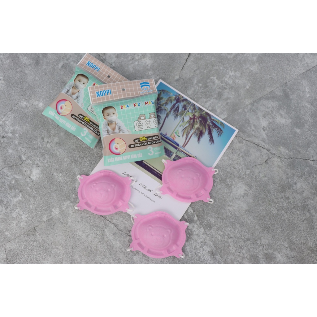 Combo 12set khẩu trang gấu cho bé sơ sinh 3D dễ thương NOPPI MASK - Set 3 cái