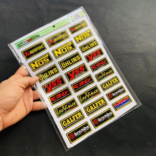 TẤM TEM DẬP NỔI NHIỀU LOGO CÁC HÃNG XE MẪU YSS, CRG, LEOVINCE TRANG TRÍ XE SIÊU CHẤT