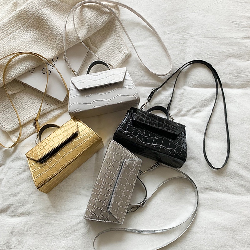 IELGY Túi Đeo Chéo Dáng Vuông Nhỏ Vân Da Cá Sấu Đơn Giản Thời Trang Cho Nữ