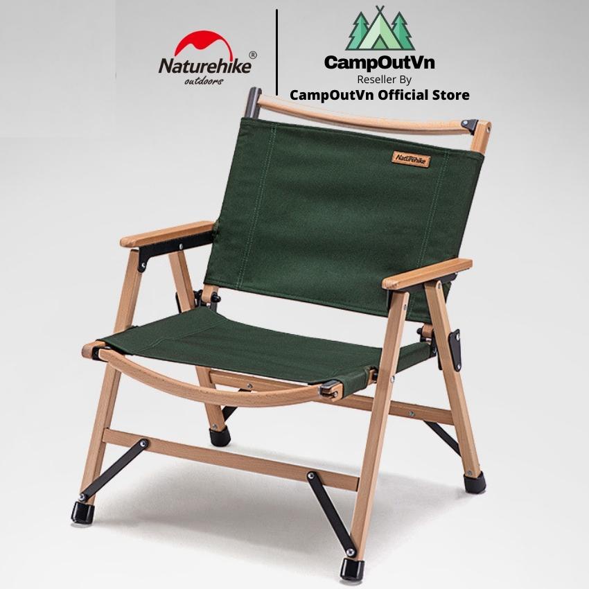 Ghế cắm trại naturehike campoutvn dã ngoại du lịch ghế gấp xếp gỗ sồi A044