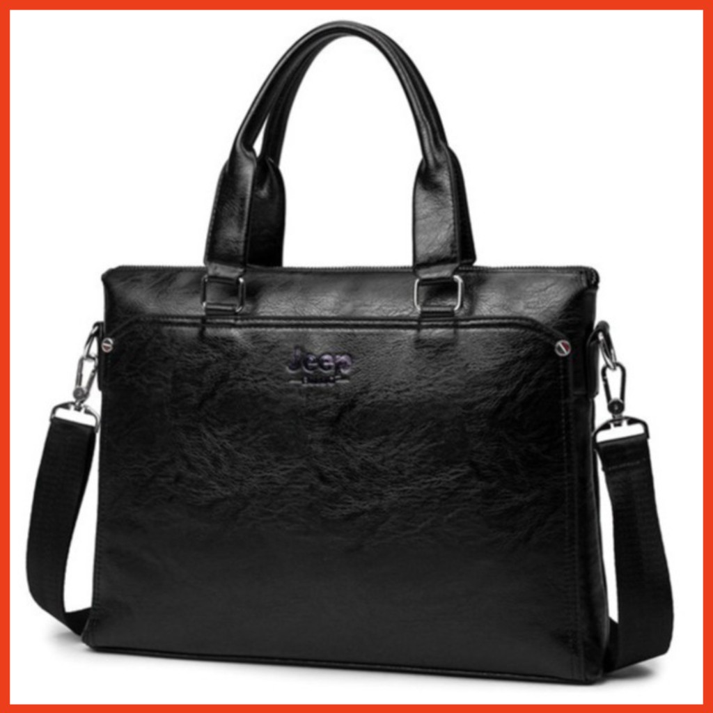 Túi xách cặp da đựng laptop công sở JEEP BULUO 38x28x6cm (Nâu đậm-Nâu sáng-Đen) | BigBuy360 - bigbuy360.vn
