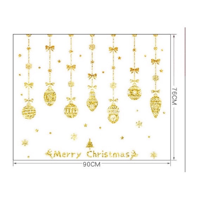 Decal dán tường Noel - Rèm Châu hiện địa Nhũ kim tuyến