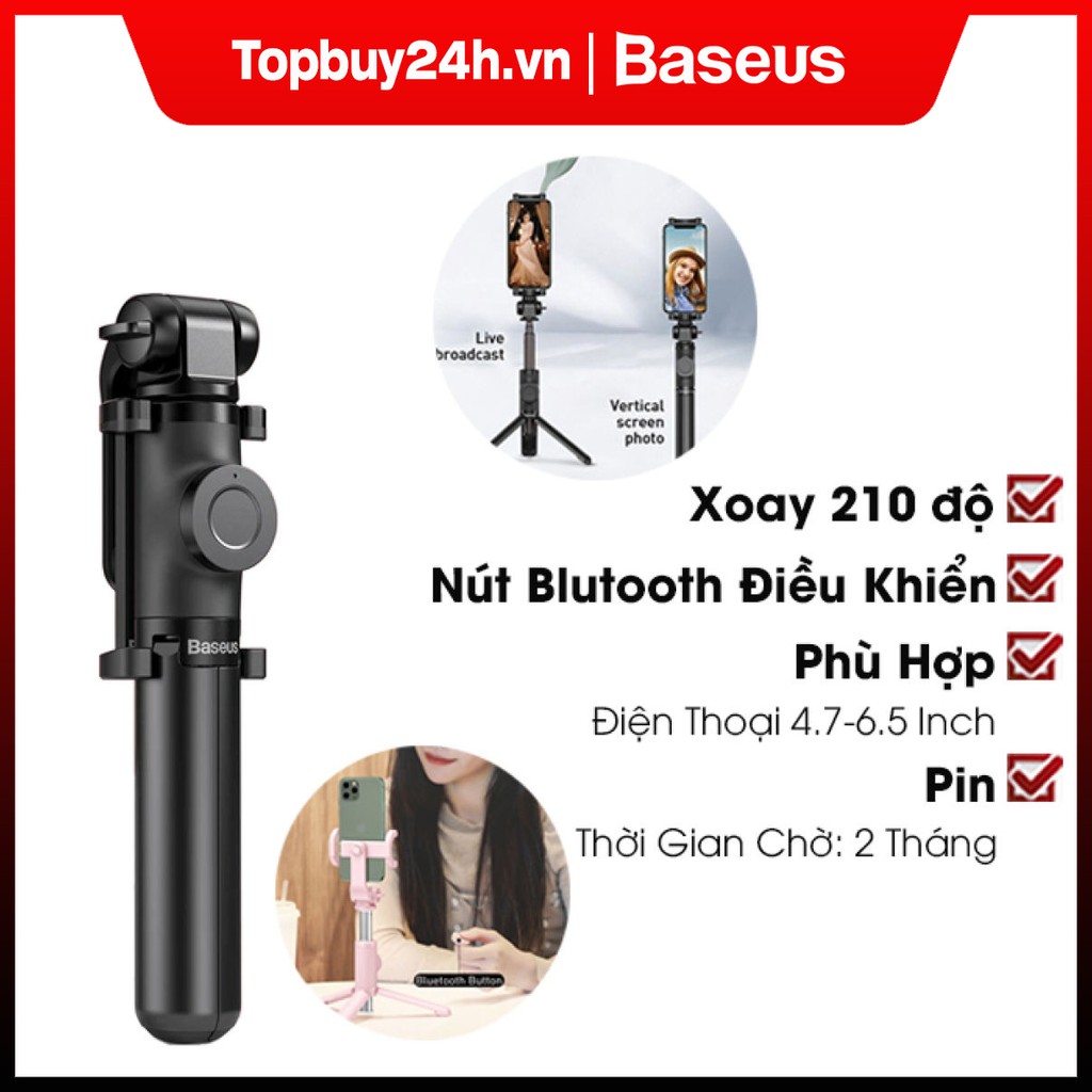 Gậy Selfie Baseus 3 Chân Đứng Điều Khiển Bluetooth Không Dây Có Thể Gấp Lại Và Kéo Dài