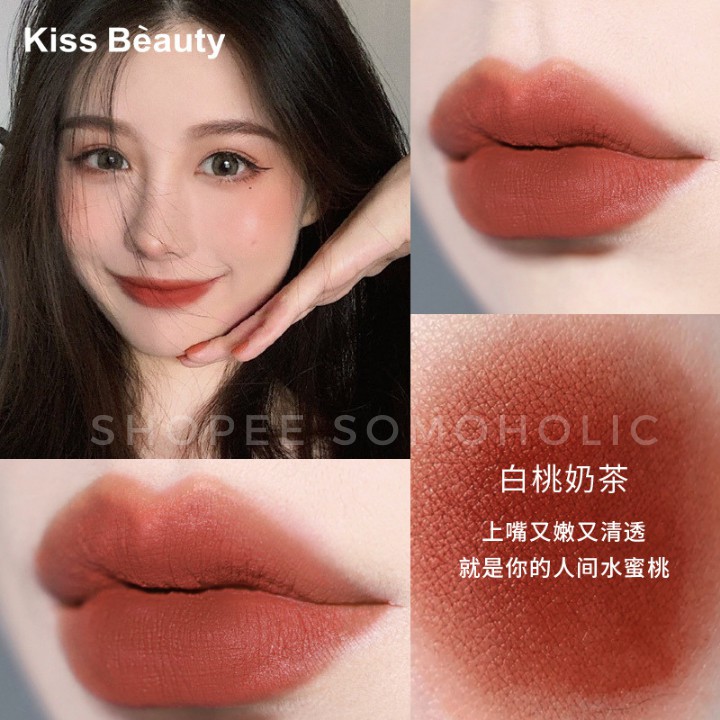 Son Nội Địa Trung Kiss Beauty Chất Kem Nhung Lì Thiết Kế Sang Chảnh Mềm Mịn Môi SM22