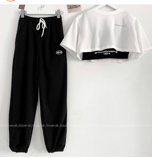 💢Set Bộ Quần Spun + Áo Crop ground Breaking | BigBuy360 - bigbuy360.vn