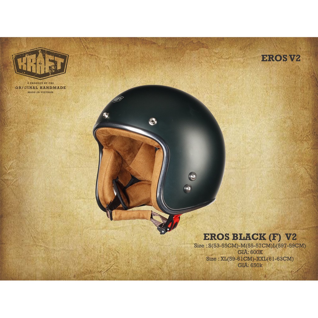 Nón Bảo Hiểm 3/4 - Kraft Eros Black(F) - Ver2