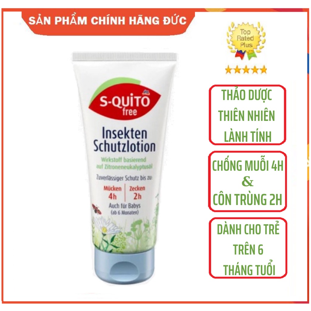 Kem chống muỗi và côn trùng cắn cho trẻ sơ sinh và trẻ nhỏ Squito Free Đức - Tuýp 100ml