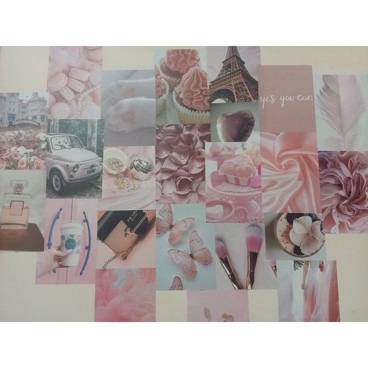 Postcard dán tường decor cute vintage sticker decal theme Hồng Hường Mẫu 3 1303