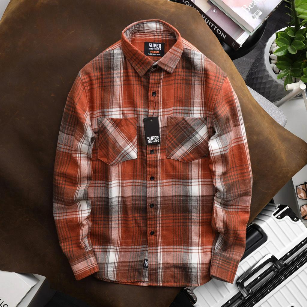 Áo Sơ Mi Nam Flannel Super Bros 5 Màu - Hàng Unisex Cao Cấp - Chất Liệu Mềm Mại - Form Slim Fit Tôn Dáng