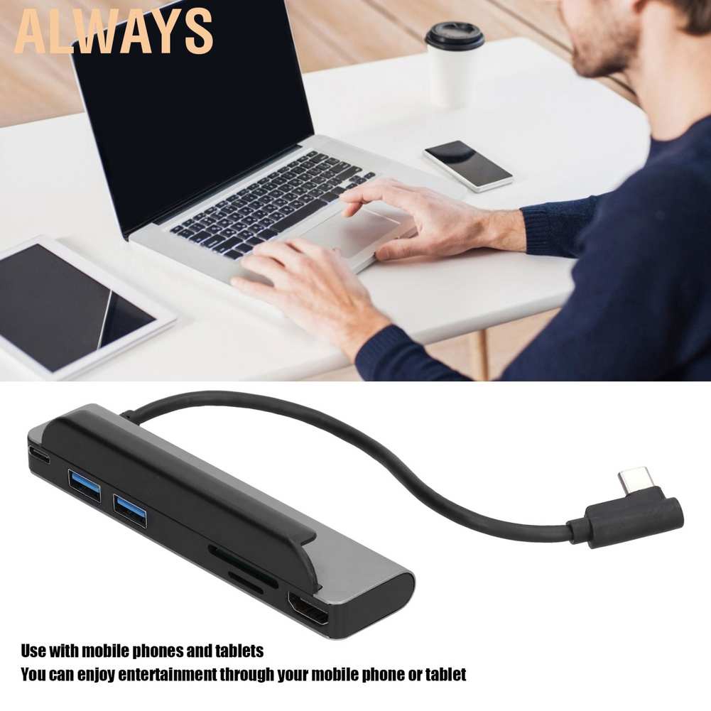 Always Docking Station 6 in 1 Type C to High Definition Multimedia Interface USB Memory Card Storage PD Expansion Dock