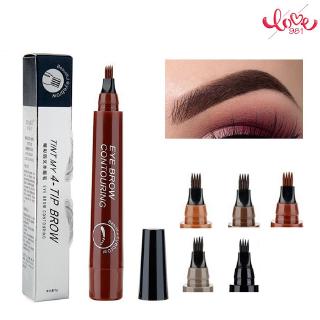 Bút kẻ lông mày dạng lỏng chống nước 4 đầu độc đáo với 5 màu chọn lựa