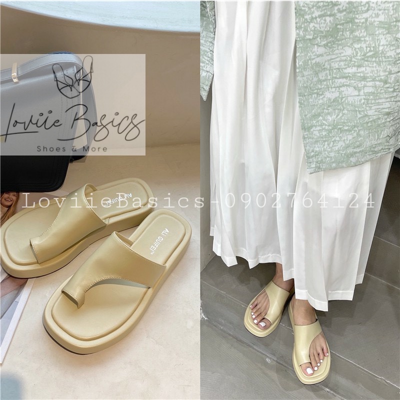DÉP NỮ CAO CẤP LOVIIE BASICS - DÉP BÁNH MÌ THỜI TRANG QUAI NGANG ĐẾ THẤP NỮ TÍNH D220373