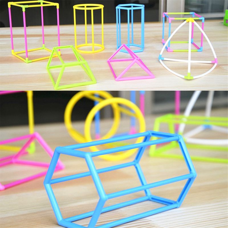 Bộ đồ chơi hình học lắp ráp 3D hỗ trợ học toán cho trẻ em