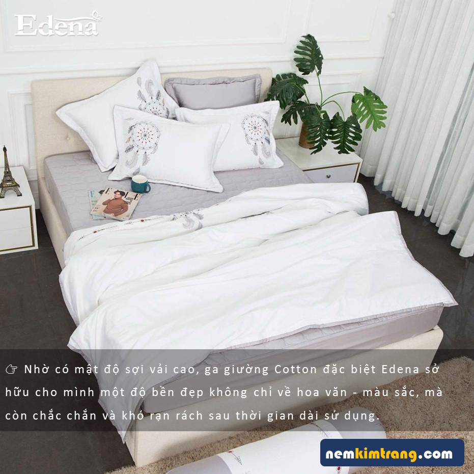 Bộ Ga  Nệm Cotton Đặc Biệt Edena Mẫu 528 - CHÍNH HÃNG, CAO CẤP
