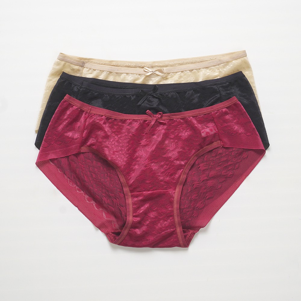Quần lót nữ cotton Poly thun lạnh phối ren họa tiết chìm  dễ thương, sexy, gợi cảm , hàng VNXK Thái Hòa - W501