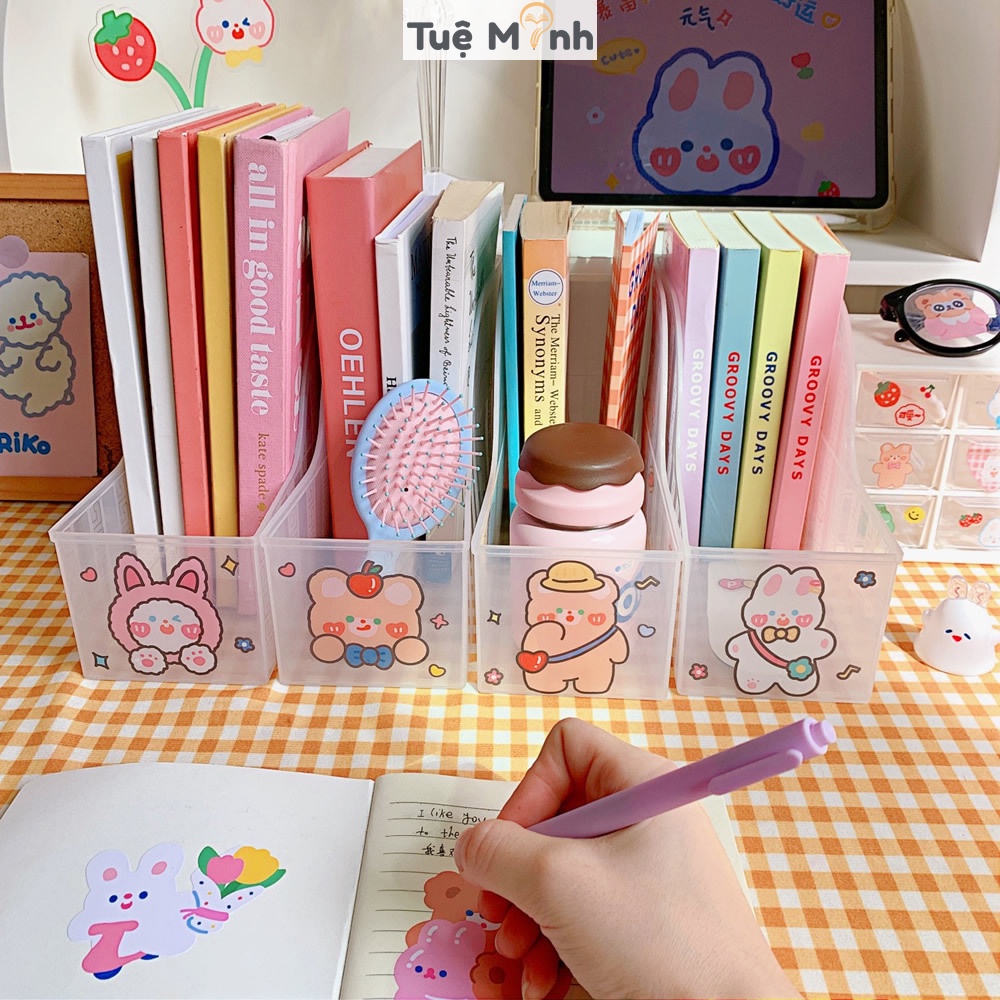 Kệ đựng sách trong suốt hốp nhựa để bàn đựng sách vở, bút viết K42 giá kệ đa năng