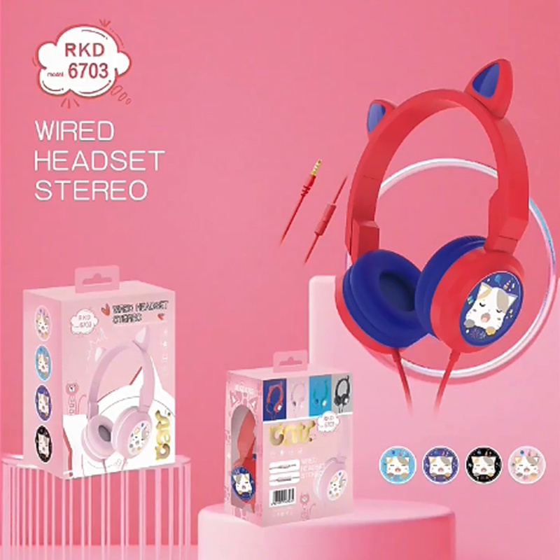 Tai Nghe Chụp Tai Hình Tai Mèo Dễ Thương Có Dây Kèm Mic Cho Máy Tính Bảng/Laptop/MP3