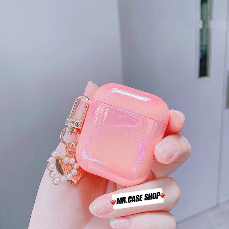 Vỏ bọc bảo vệ màu ánh ngọc trai màu hồng cho hộp sạc tai nghe Airpods 1 / 2 Pro - Mr.Case Airpods