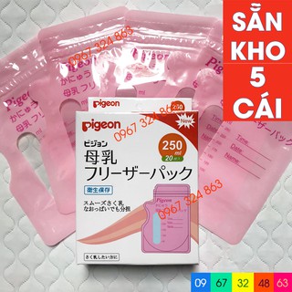 Combo 5 túi trữ sữa Pigeon 250ml tiện dụng cho mẹ