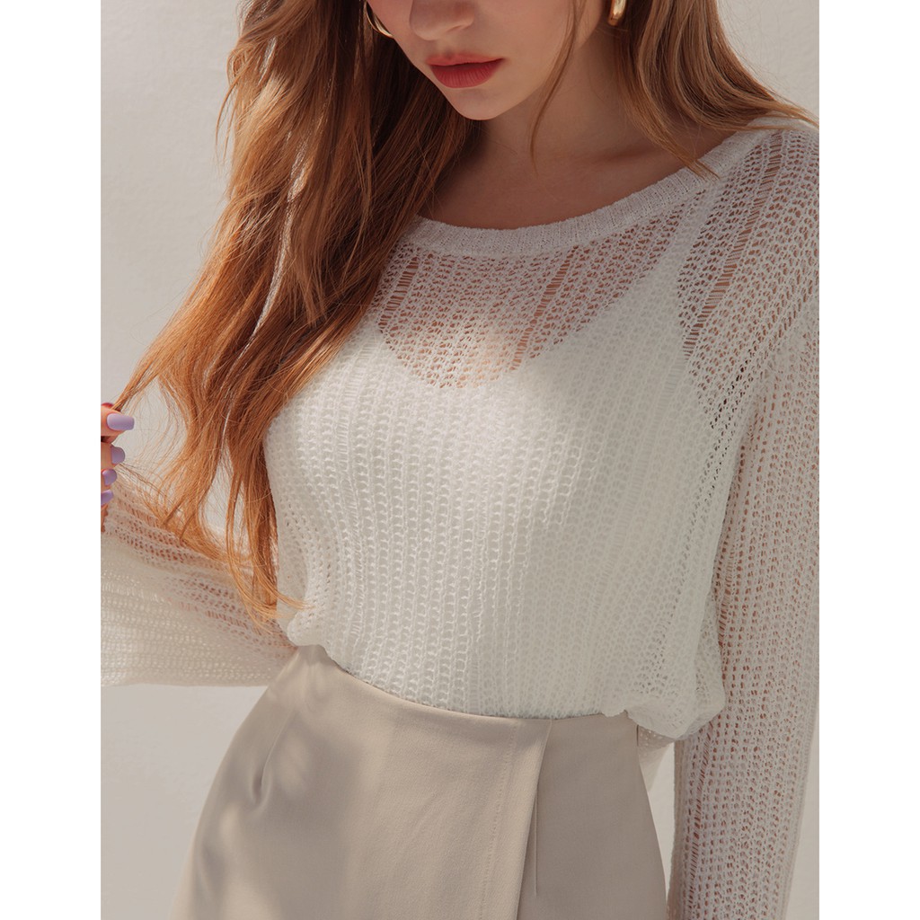 Áo len móc xuyên thấu tay loe nữ Air Space 2110121003 | BigBuy360 - bigbuy360.vn