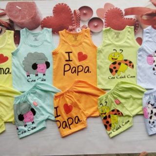 Combo 5 bộ ba lỗ thun cotton cho bé trai và gái 4-6kg