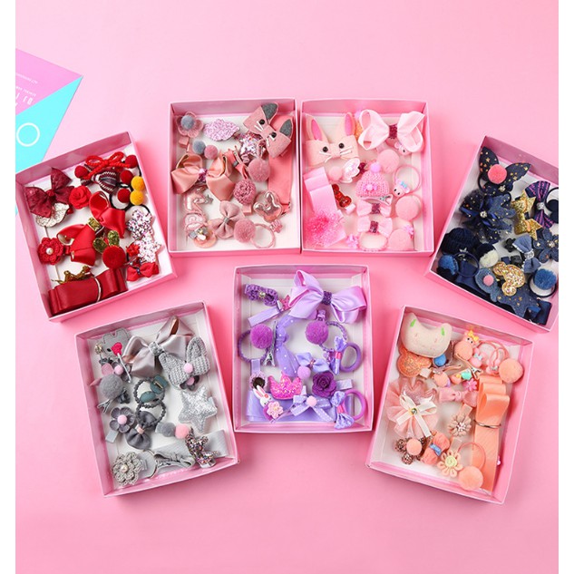Set 18 Món Kẹp Tóc Buộc Tóc ( Có Hộp )