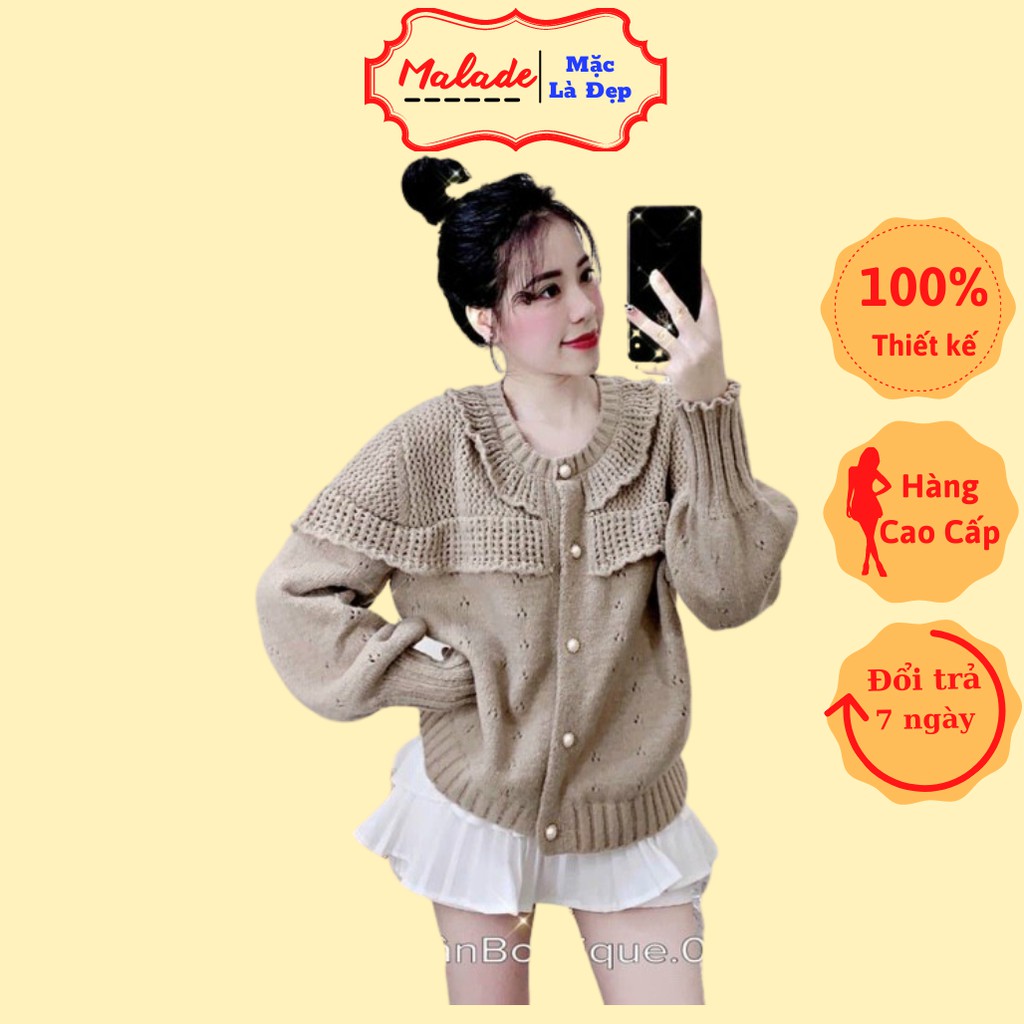 Áo khoác len cardigan viền bèo chất len Quảng Châu mịn, không bai xù, siêu dễ phối đồ - CD094 MALADE