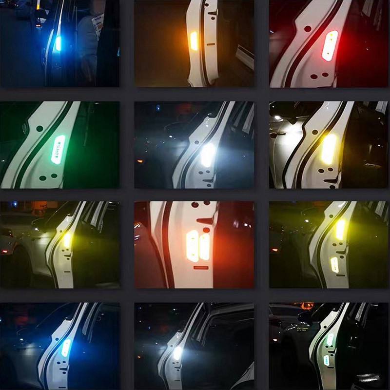 Bộ 4 Miếng Dán Phản Quang Trang Trí Cửa Xe Hơi An Toàn