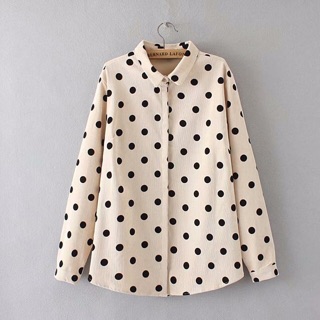 Áo sơ mi chấm bi big size tay dài màu nâu size lớn 3Xl 75-95kg