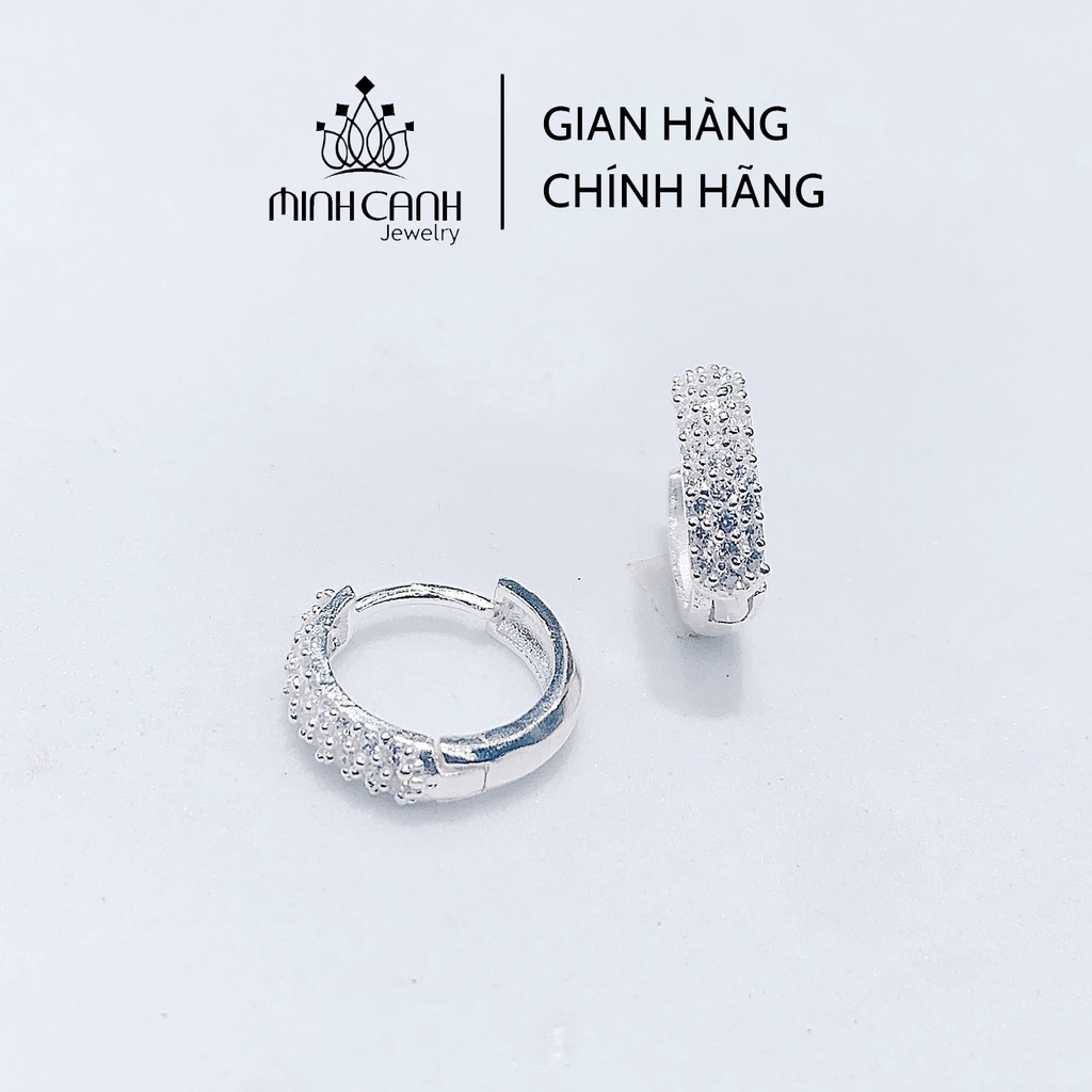 Bông Tai Bạc Vòng Đá Tròn Dày Đẹp Minh Canh Jewelry