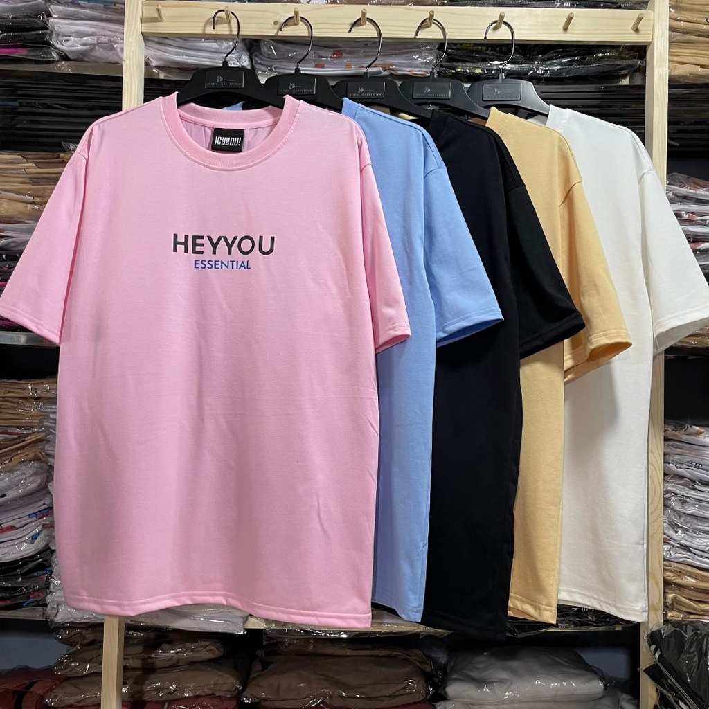 Áo thun Unisex Hey you essential Basic Tee phông trơn nam nữ tay lỡ oversize form rộng đủ màu - Gin Store