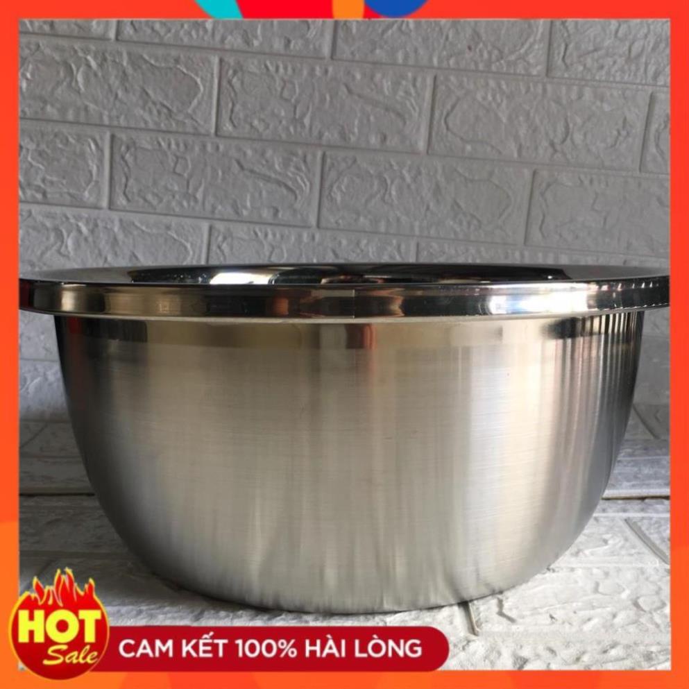 Thau chậu bát sâu lòng inox su 304 siêu dày nhiều size 18-20-22- 24-26-30-32-34-36-38-40cm,🥣 bát trộn bột inox
