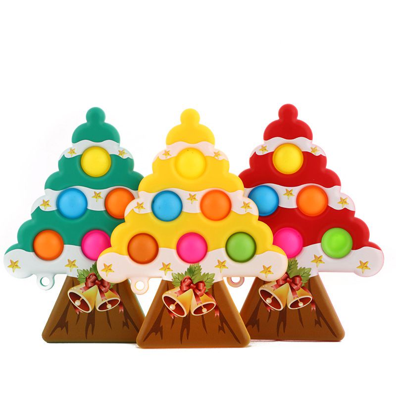Đồ chơi bóp nén đẩy bong bóng hình cây thông noel làm quà tặng cho trẻ em