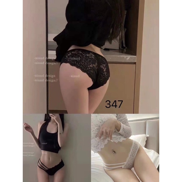 (đen trắng)Quần lót ren nữ cạp hông 3 dây quyến rũ 347