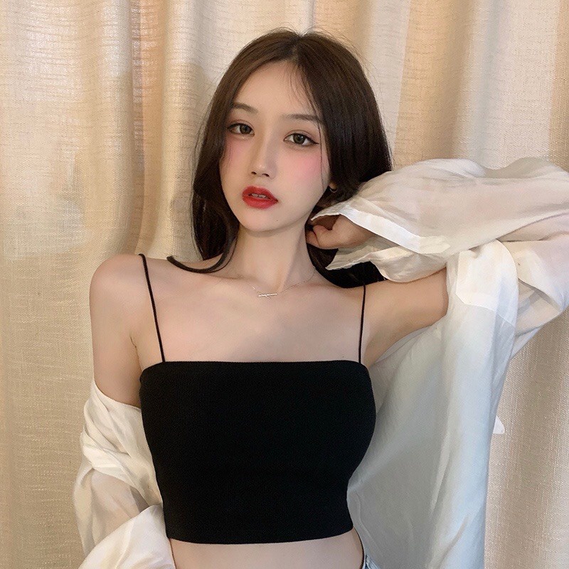 Áo Croptop nữ hai dây chất cotton thoáng mát có dãn mang cảm giác dễ chịu khi mặc