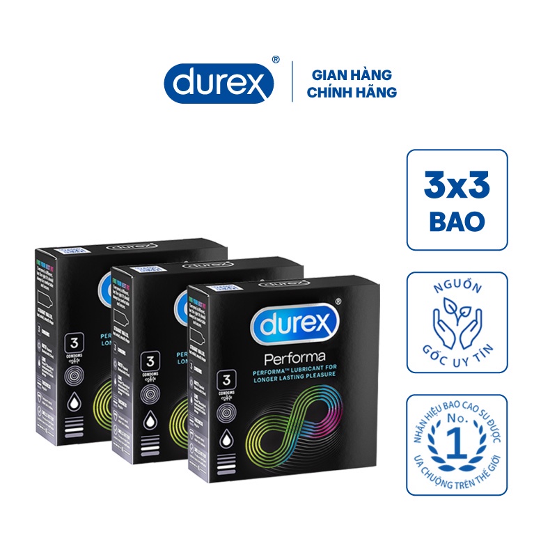 Bộ 3 hộp bao cao su Durex Performa 3 bao/hộp