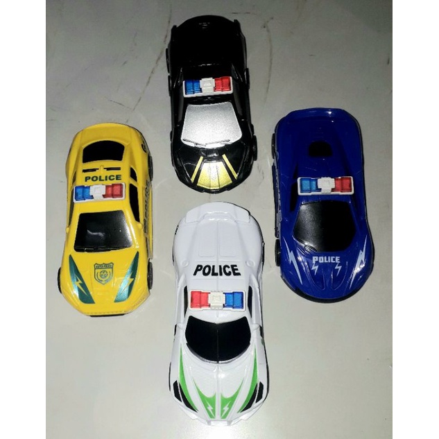 Sét 4 chiếc xe mô hình police bằng nhựa chạy bánh lùi