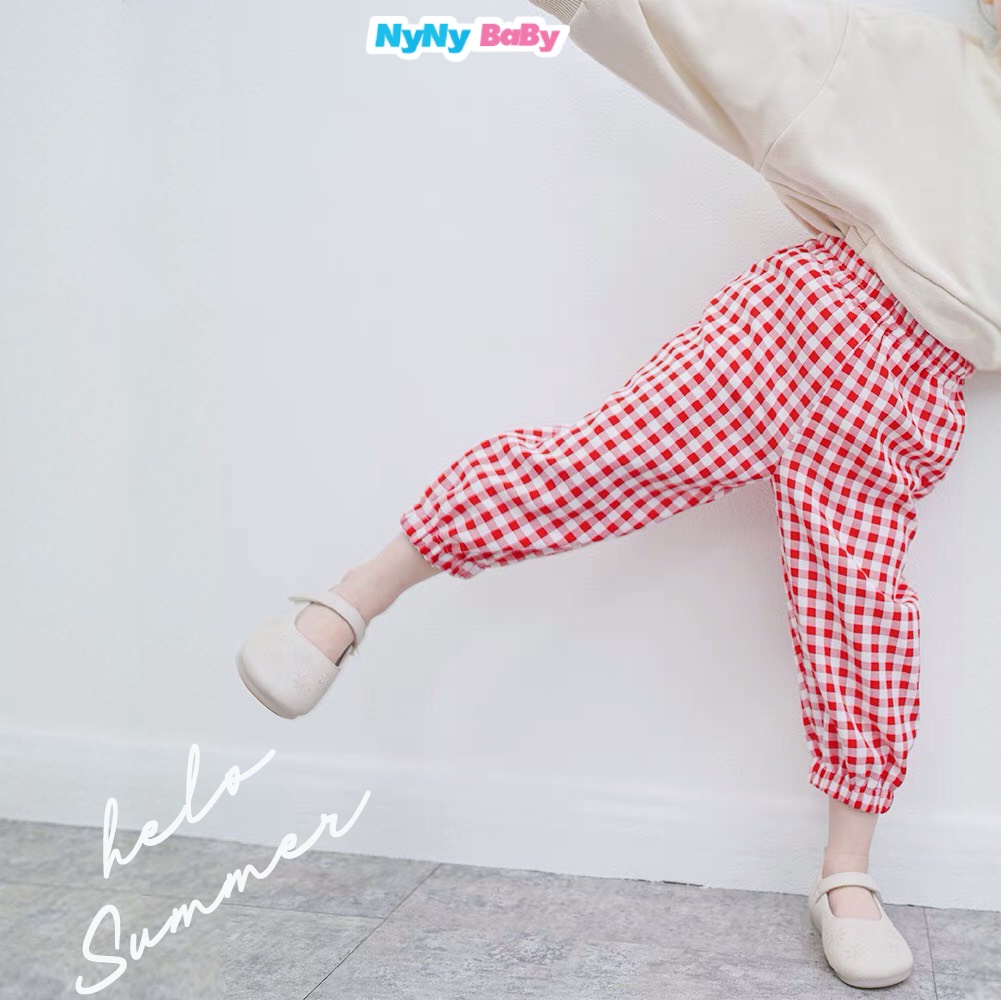 Quần Dài Kẻ Caro Cho Bé trai Bé Gái Nyny Baby Quần Đi Học Đi Chơi Ống Suông Đứng Form Từ 8 - 25 Kg