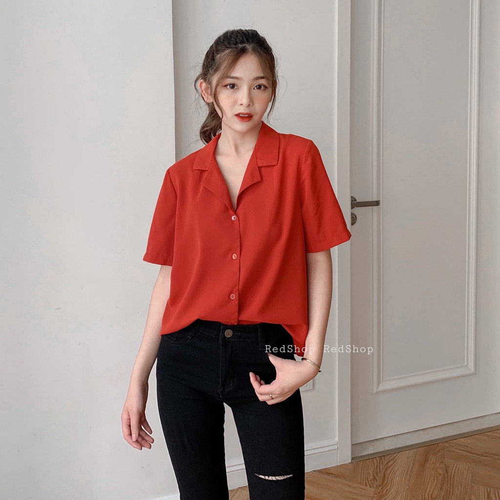 Áo Sơ Mi Nữ Basic Tay Lỡ Cổ Vest Kiểu Dáng Hàn Quốc Đủ Màu REDSHOP_27824 | BigBuy360 - bigbuy360.vn