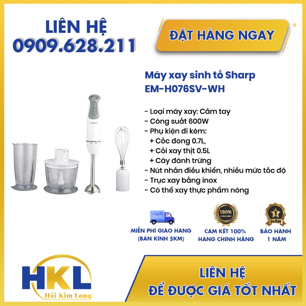 Máy xay sinh tố cầm tay Sharp EM-H076SV-WH