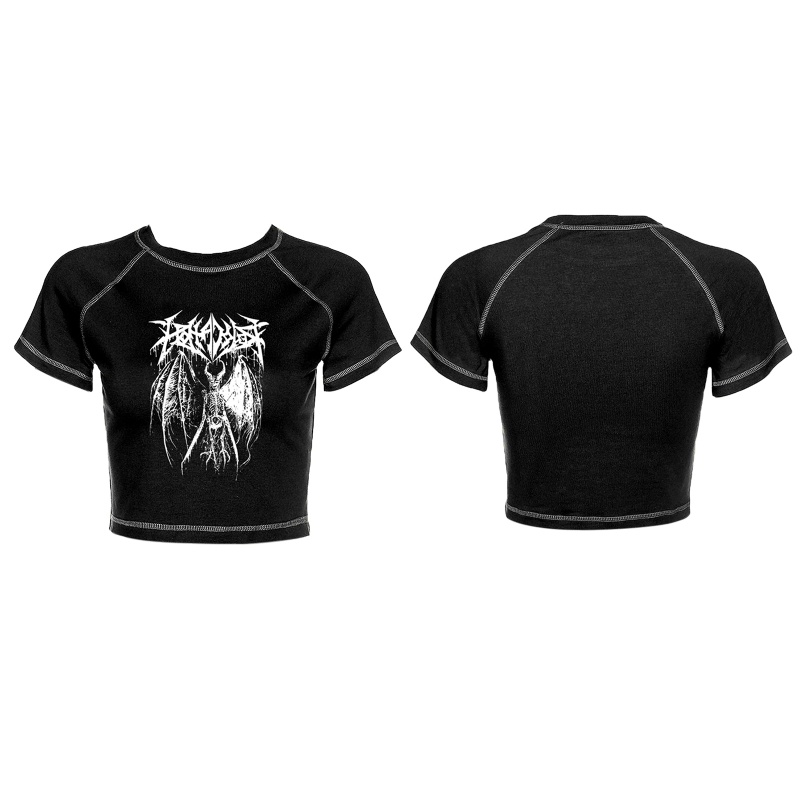 Áo Thun Croptop Tay Ngắn Màu Đen In Hình Bộ Xương Phong Cách Gothic Harajuku Cá Tính Dành Cho Nữ