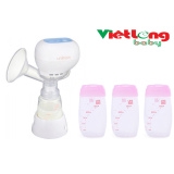 Bộ Máy hút sữa điện đơn Kpop Unimom UM871104 (Trắng) + Bộ 3 bình trữ sữa mẹ Unimom UM880045 150ml