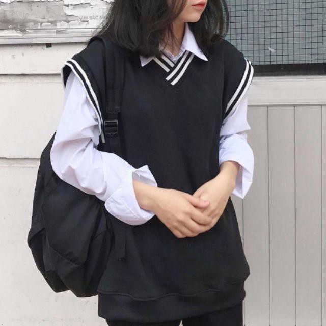 Áo Gile Unisex Cổ V Phong Cách Ulzzang Hàn Quốc có bigsize 2XL, 3XL